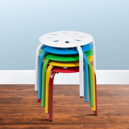 Flash Furniture Plastic Nesting Stack Stools, 11.5"Height, Assorted Colors, PK5 LE-S2-MC-GG